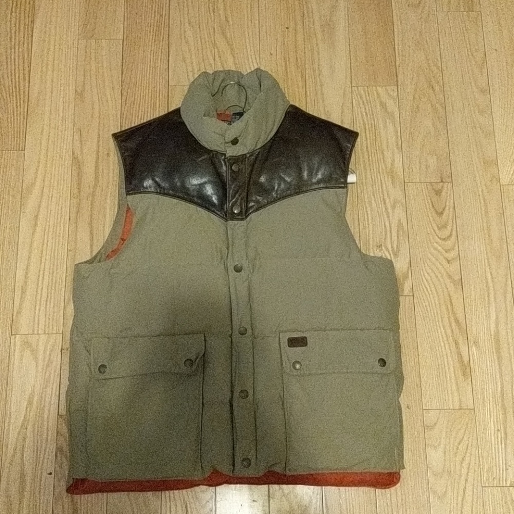 Ralph Lauren Bubble Vest with leather shoulder